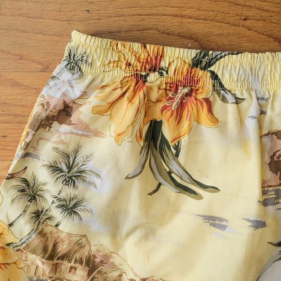 Vintage Speedo Mens Swim Trunks Men's‎ L Yellow Hawaiian Floral Bottoms Swimsuit - Picture 6 of 8